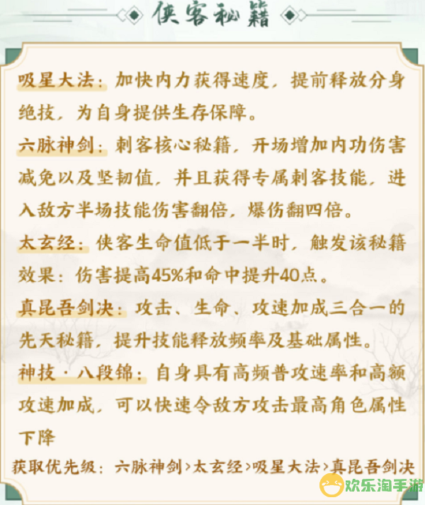 武林闲侠独孤一门秘籍搭配攻略