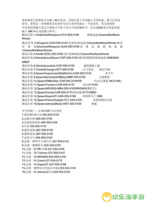 侠盗飞车6狂野之城秘籍大全图1